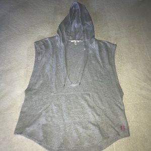 Grey Victoria’s Secret workout short-sleeve hoodie